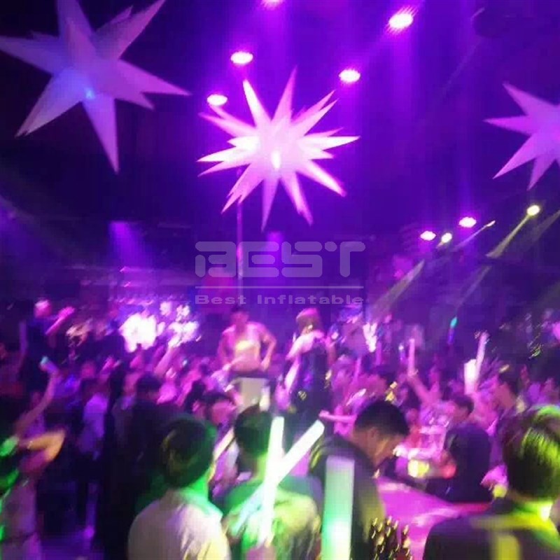 Nightclub Decoration Color Changing Inflatable Led Star Oxford Inflatable Hanging Led Stars For Party