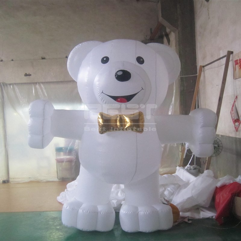 Inflatable Led Light White Bear Cartoon Inflatable Bear Balloon for Stage Props Decoration