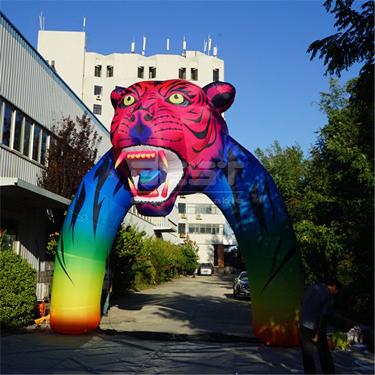 advertising giant inflatable tiger head tunnel inflatable tiger entrance archway inflatable lion arch for festival rave party