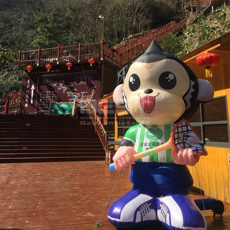 Giant inflatable advertising inflatable cartoon character advertising monkey model with battledore