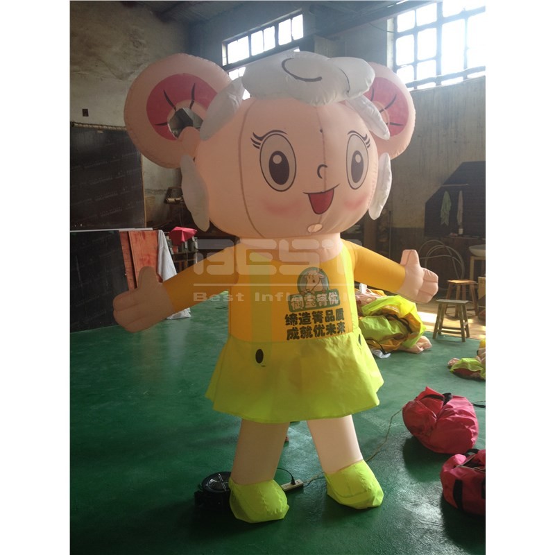 Brown Cow Mascot Cartoon Inflatable Walking Sheep Costume