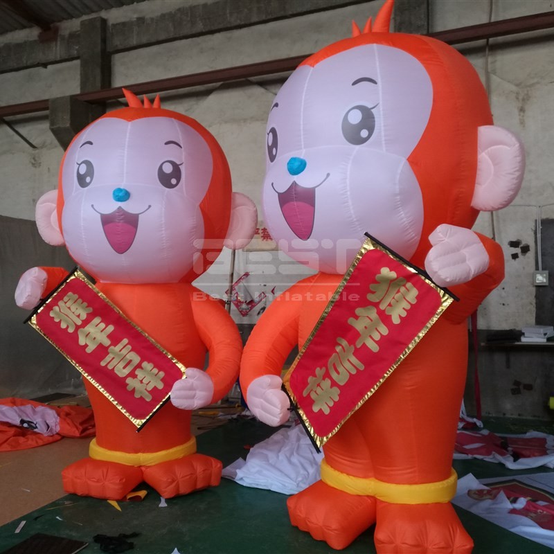 Cute Inflatable Cartoon Model Inflatable Cartoon Character Inflatable Monkey with Scroll