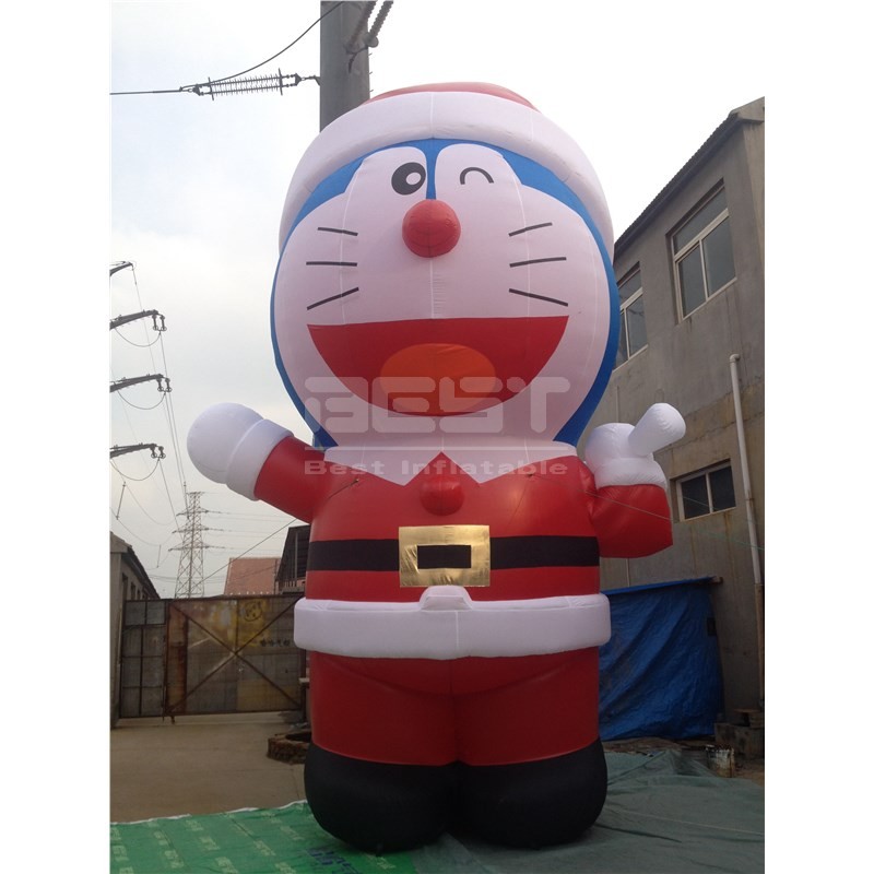 Customized inflatable cartoon christmas doraemon model for advertising