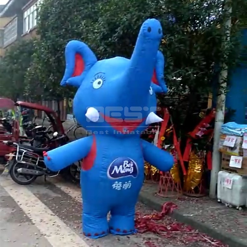 Customized Blue color elephant walking costume inflatable cartoon