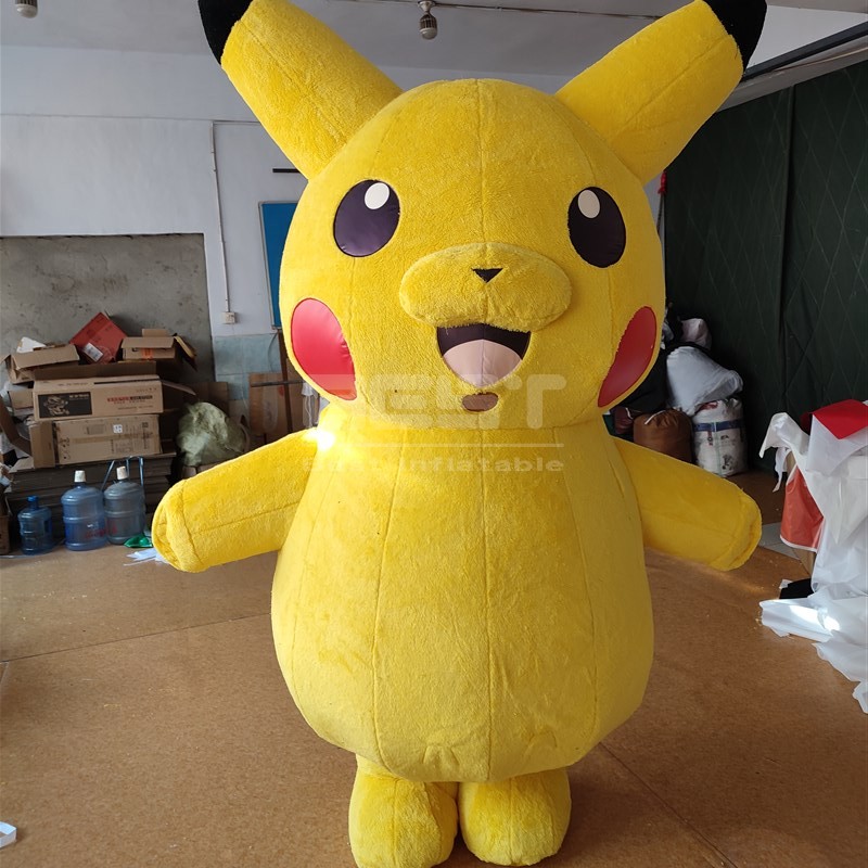 Top sale giant cartoon character model inflatable plush pikachu mascot costume for sale