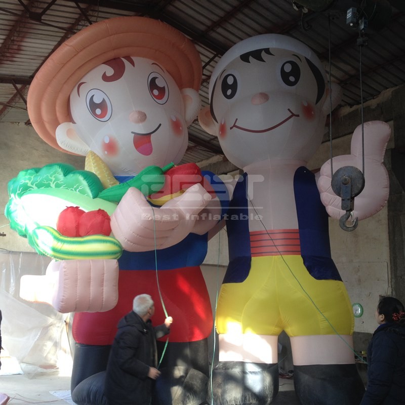 PVC/oxford Beer Advertising Inflatable Farmer Cartoon Character and Inflatable Boy with blower for Decoration