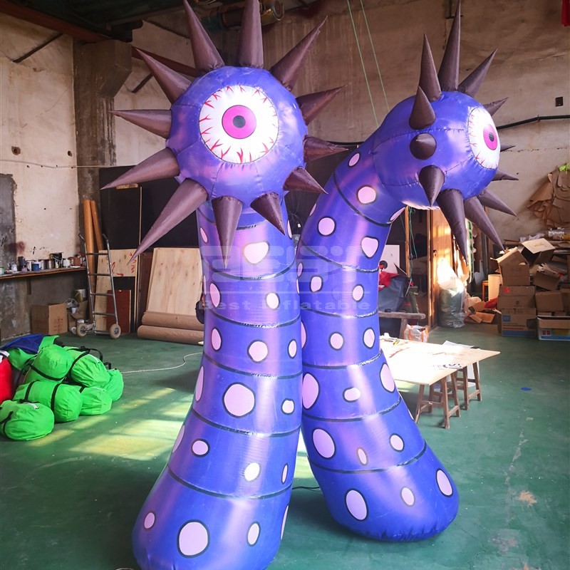 Halloween Giant Inflatable Eye Ball Monster Flower Column Amusement Decoration Inflatable Flower Oem For Sale