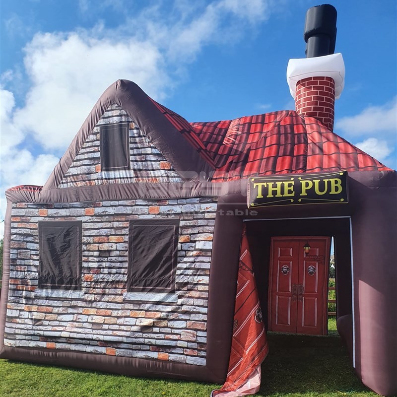 Outdoor Inflatable Irish Pub Tent With Whole Printing And Fire Place Airblown Bar House For Beer Club