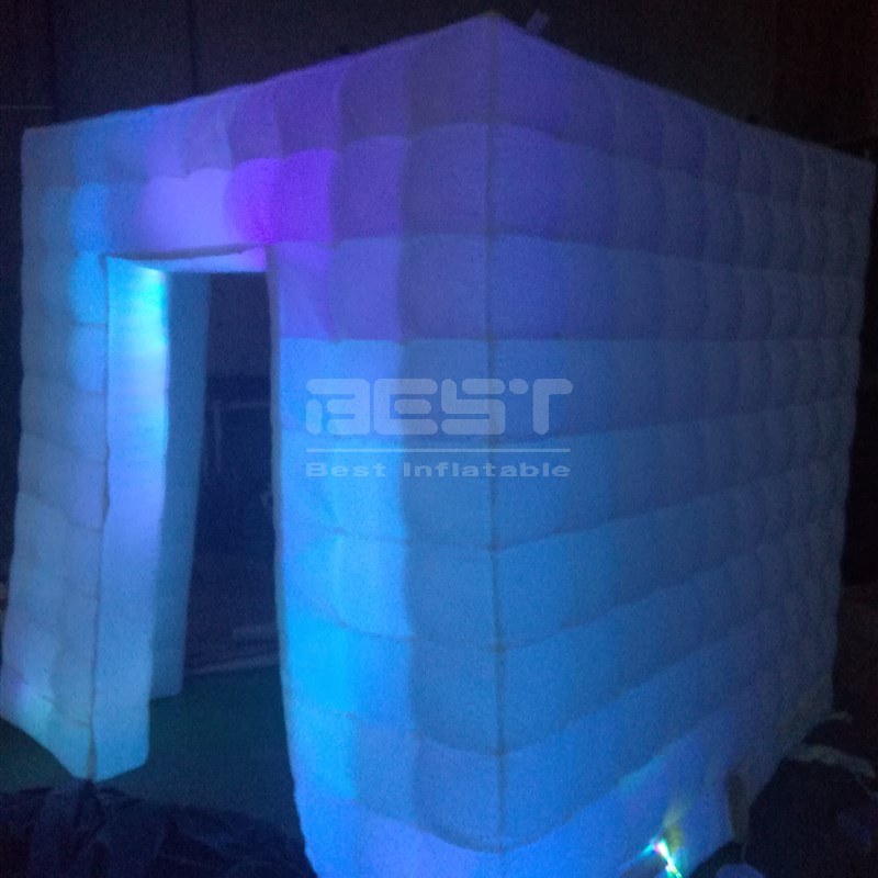 New Led Inflatable Cube Photo Booth Tent Photo booth Enclosure For Sale White Customized Logo Printed