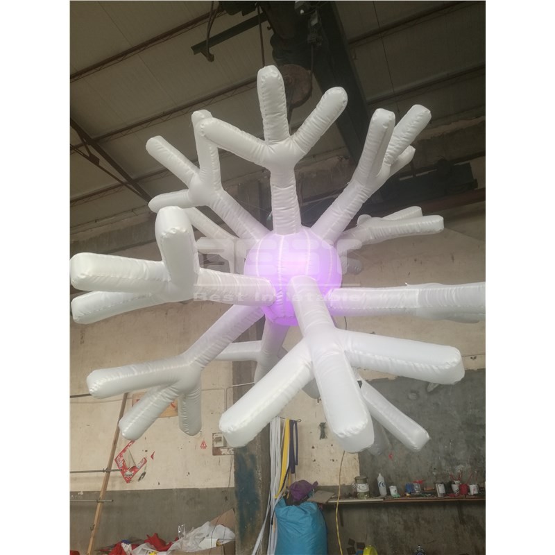 Carnival Led Christmas Outdoor Decoration Inflatable Snowflake White For Christmas Performance
