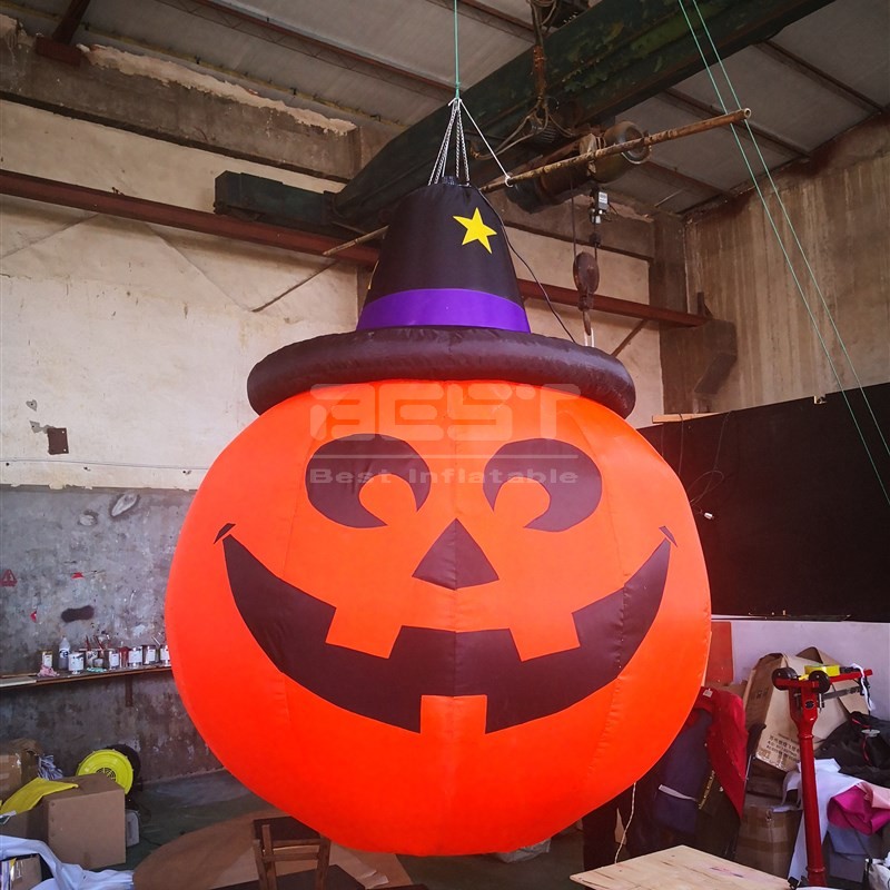 Inflatable Pumpkin Balls Hanging Ornaments for Halloween Yard Inflatables Pumpkin Outdoor Decor Toys
