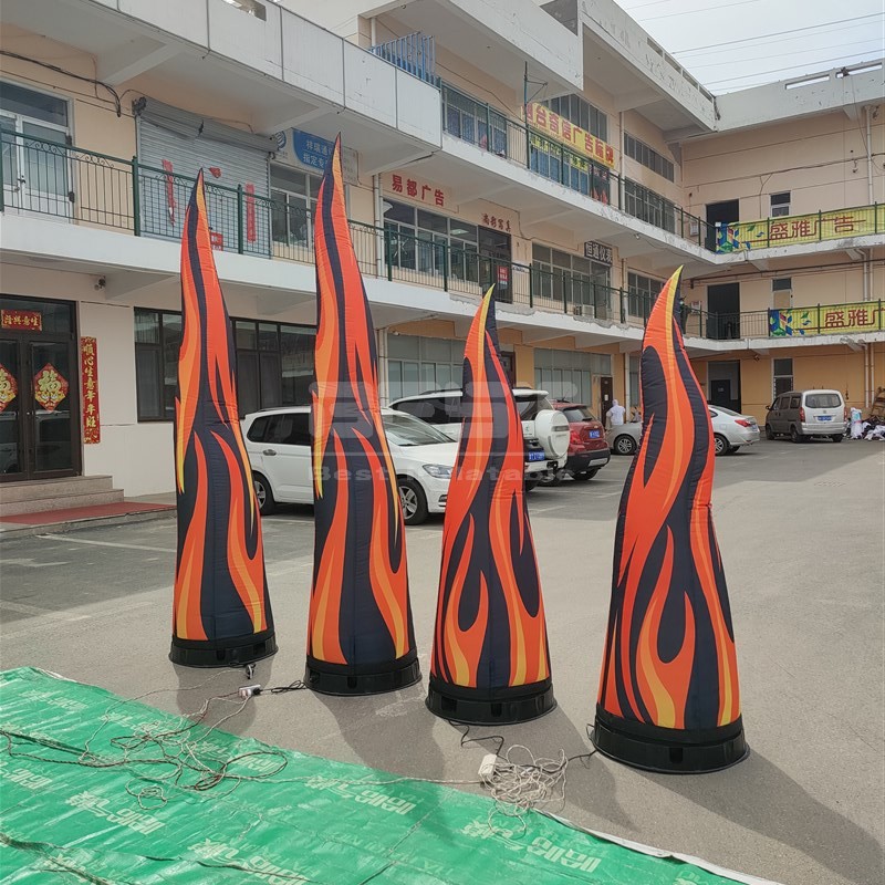 Customized Inflatable Tube Colorful LED Light Inflatable Flame Cone for Advertising Event Decoration