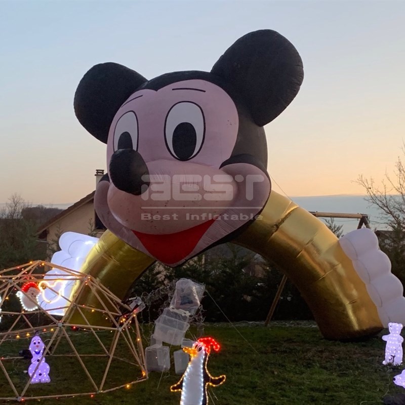 Outdoor Advertising Cartoon Character Theme Mickey Balloon Gold Arch Inflatable Arch For Event