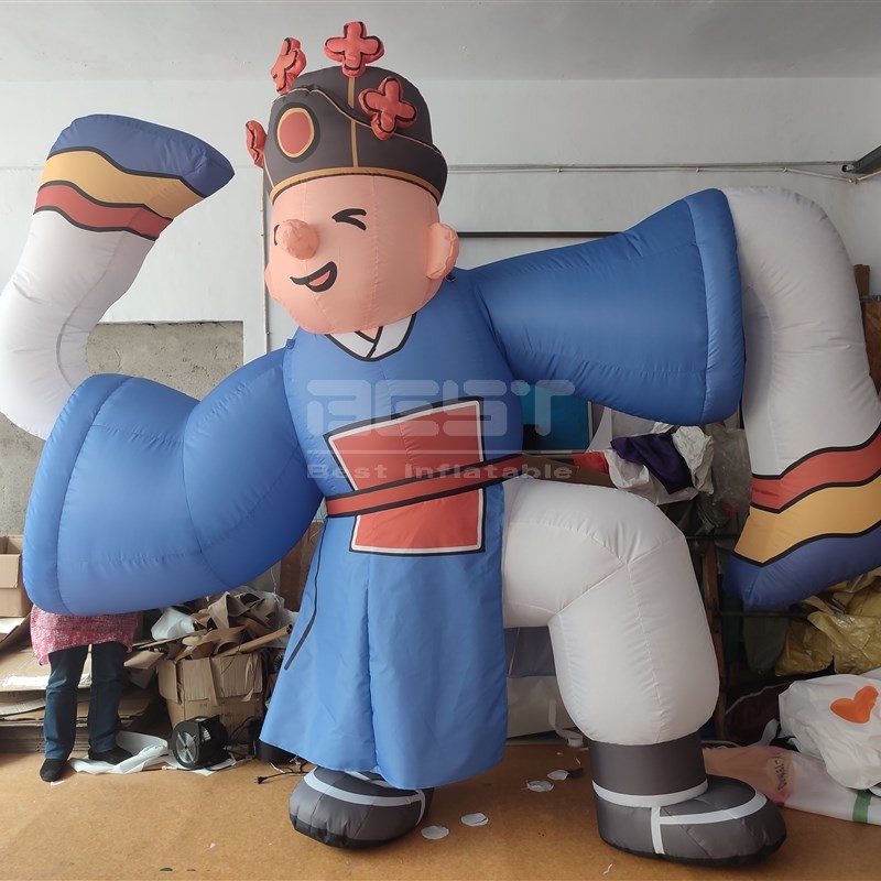 Customized giant inflatable cartoon character model inflatable blue cloth yamen runner