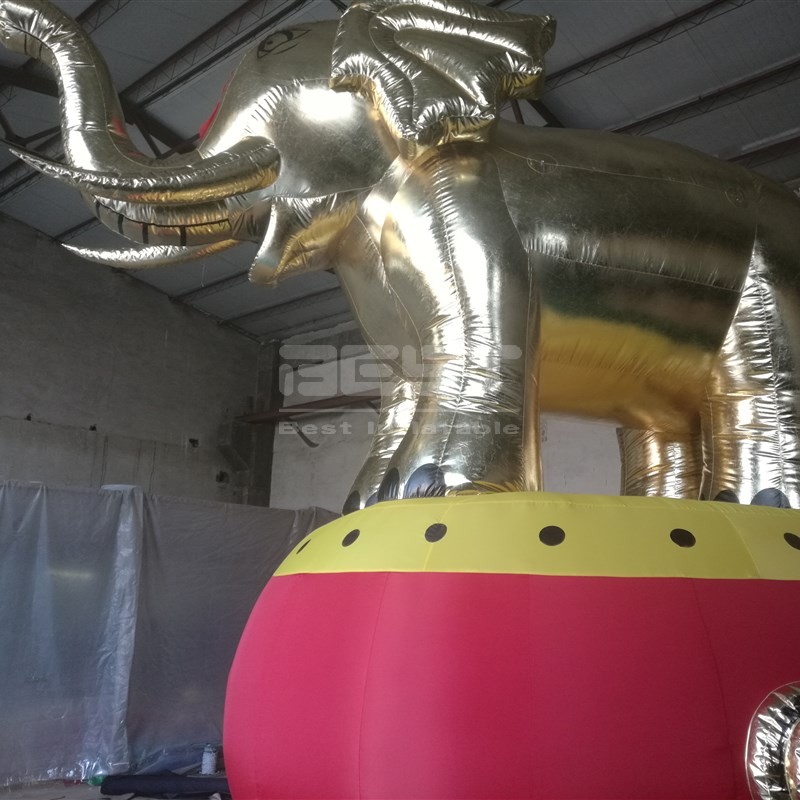 Customized Festival Exhibition Decoration Life Size Gold Silver Inflatable Giant Mirror Elephant
