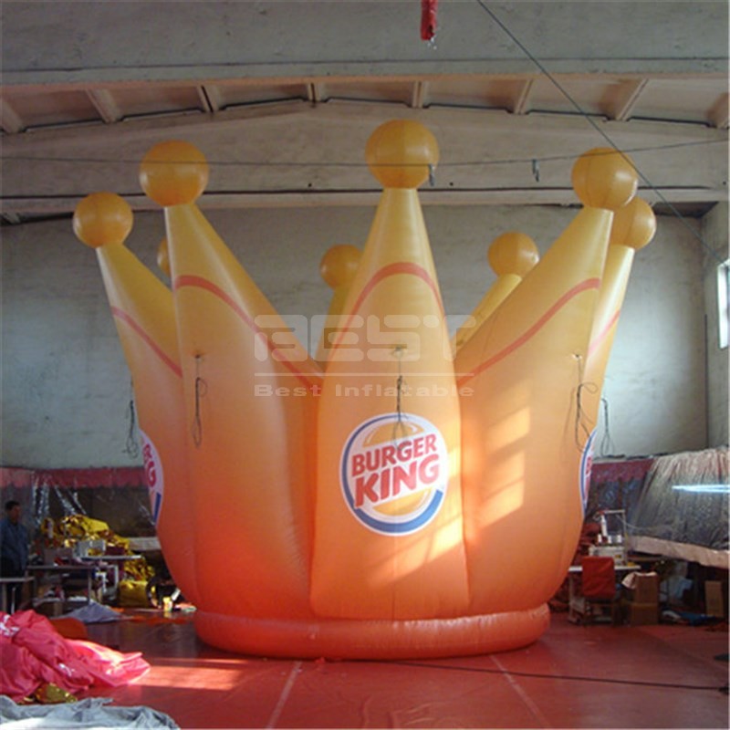 PVC King Queen Inflatable Crown Inflatable Gold Crown for Burgerking advertising decoration