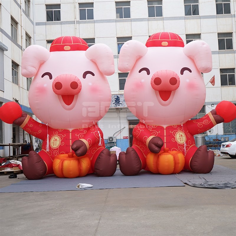 New year decoration customized Attractive giant inflatable cartoon pig