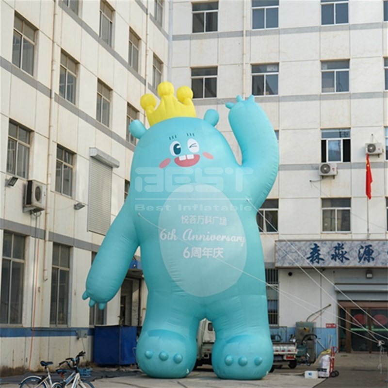 10m custom Cartoon Advertising blue cartoon character Inflatable Customized Promotional Inflatable blue Mascot for advertising
