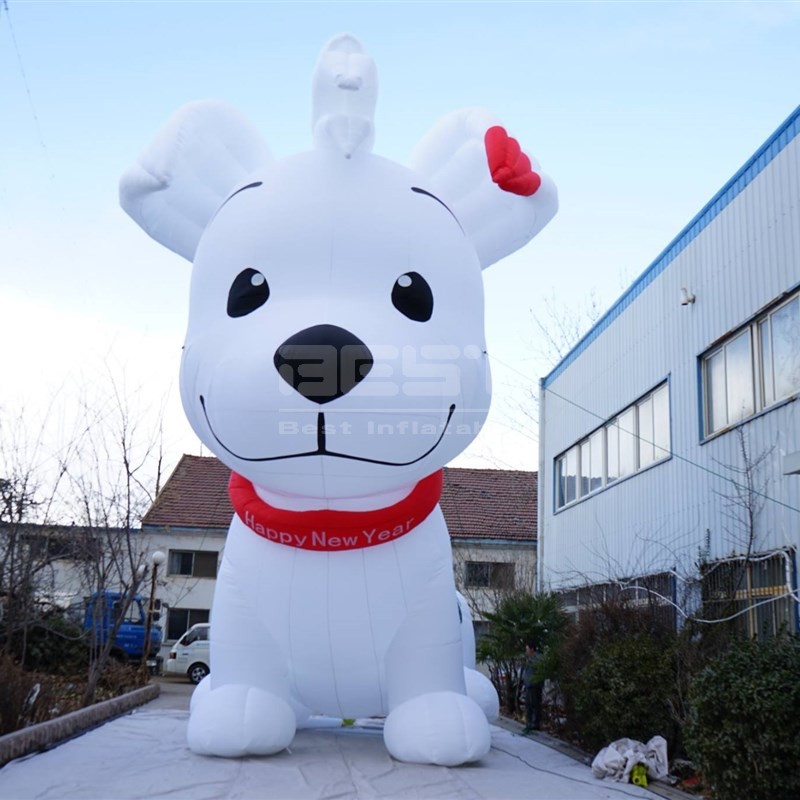 Customized Giant inflatable white balloon dog model for advertising decoration