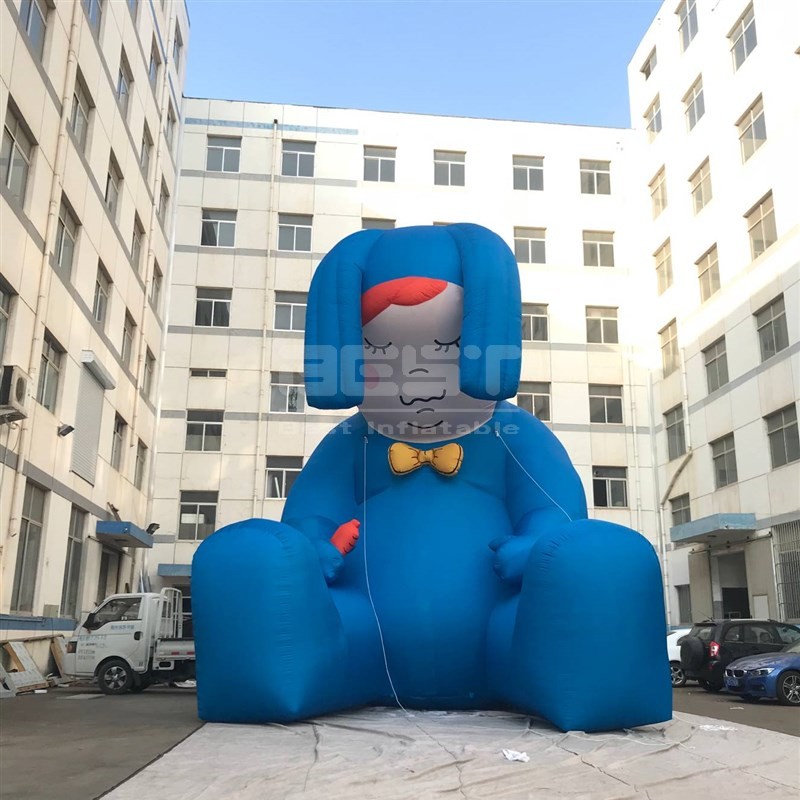 Giant decoration inflatable blue sleeping little gilr for advertising cartoon model