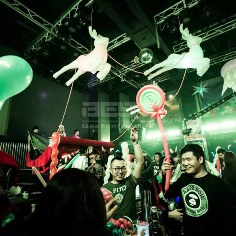 Christmas Decoration Outdoor Big Inflatable Deer Model Balloon With Led Lighted For Hanging