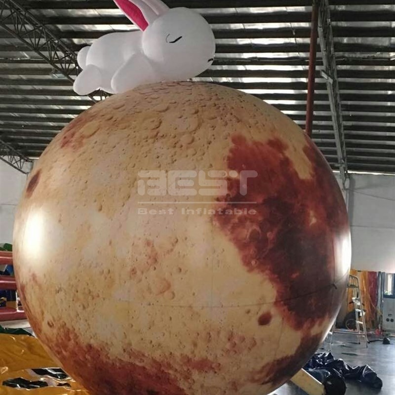 Hot Sale Led Light Giant Inflatable Moon Ball With Rabbit,Inflatable Lurky Balloons