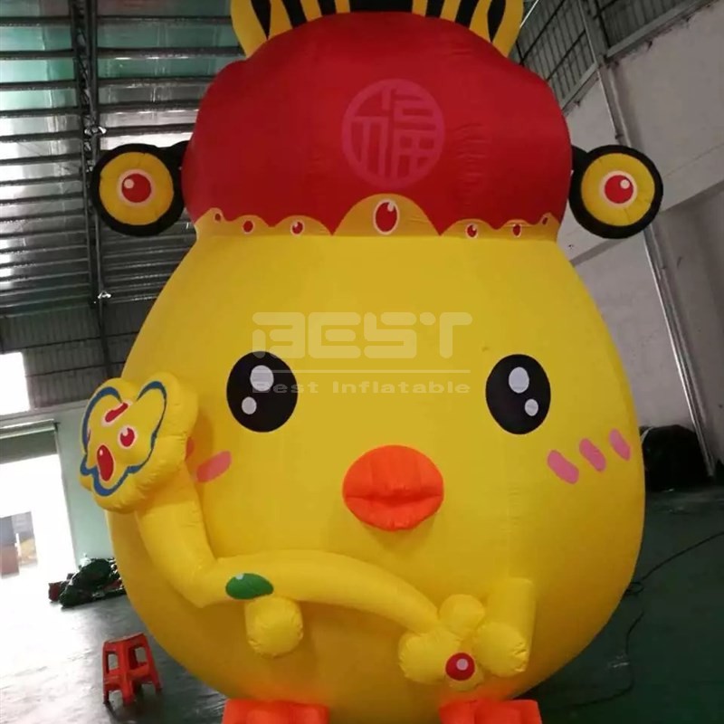 Yellow advertising chicken inflatable cartoon animal,free blower inflatable big cock cartoon