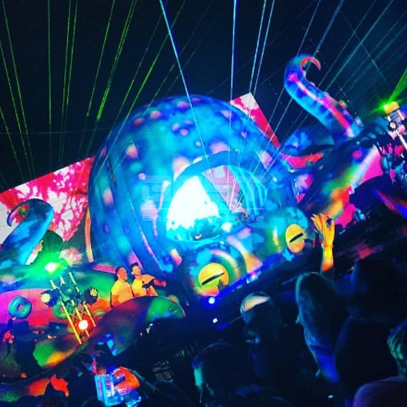 OEM inflatable Stage decorations giant inflatable DJ stage inflatable octopus with LED light