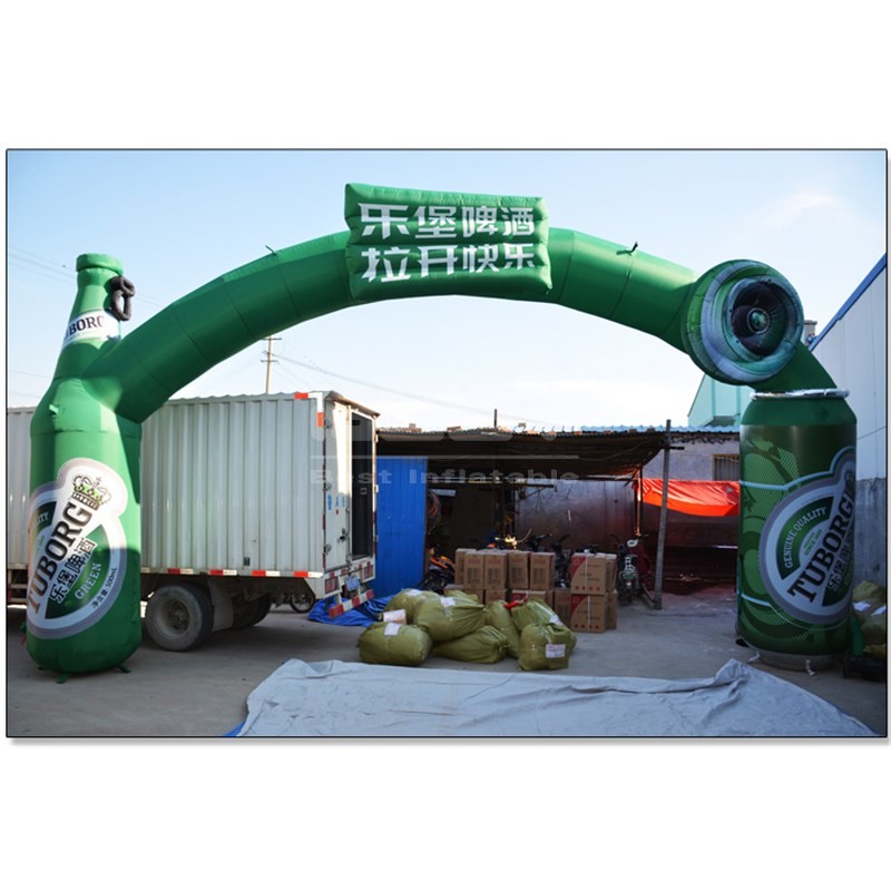Customized Full Printing Inflatable Advertising Beer Bottle Arch Customized Logo Inflatable Archway Event Decoration