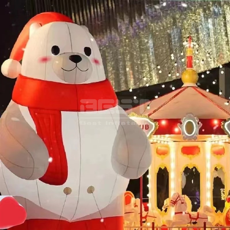 Christmas decoration shopping mall center giant lovely bear decoration inflatable