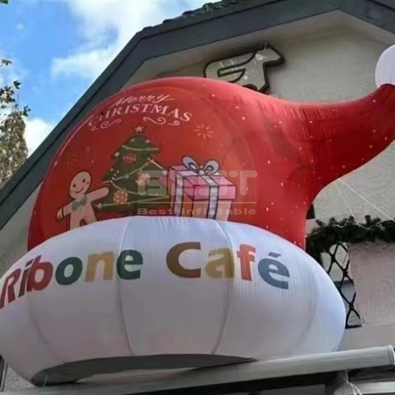 Giant Custom Made Inflatable Christmas Santa Hat Large Santa Hat Balloon For Christmas Party Decoration