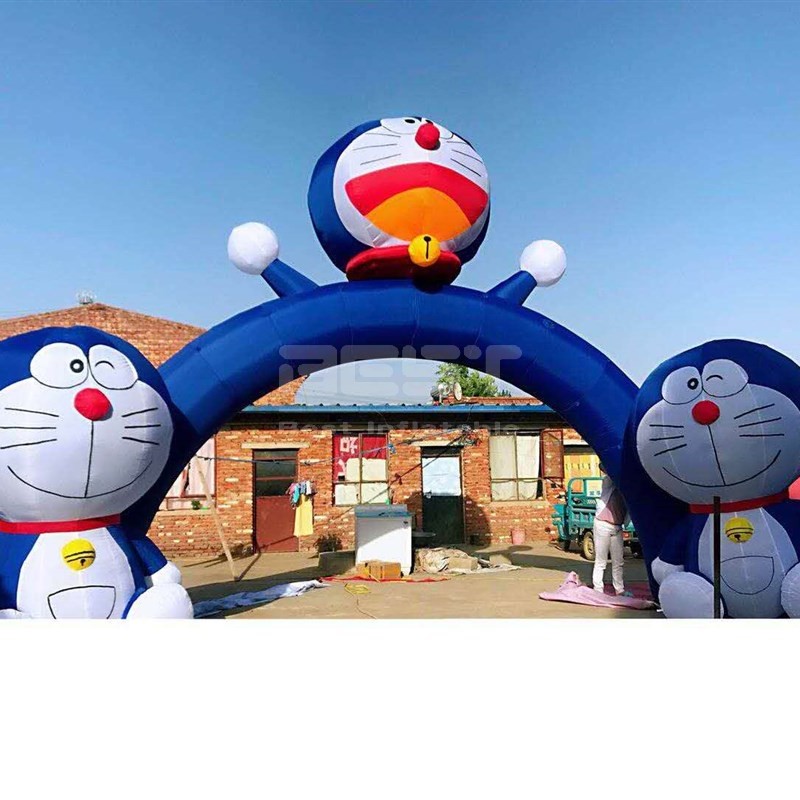 Customized Advertising Cute Doraemon Cartoon Balloon Arch Gate Blowup Inflatable Welcomed Entrance Arch For Party Event