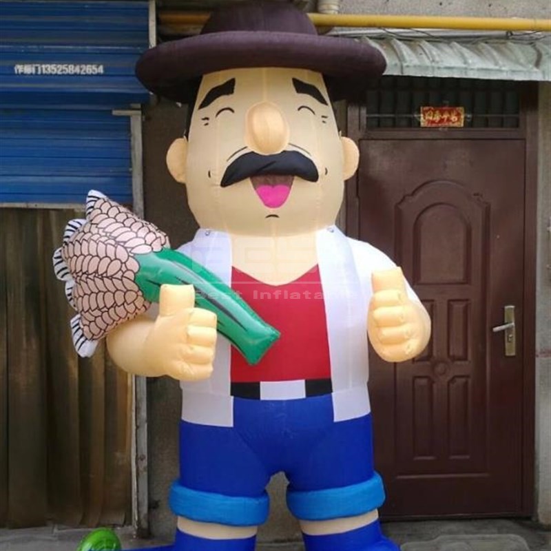 High Inflatable Farmer Cartoon Customized Farmer Inflatable For Advertising