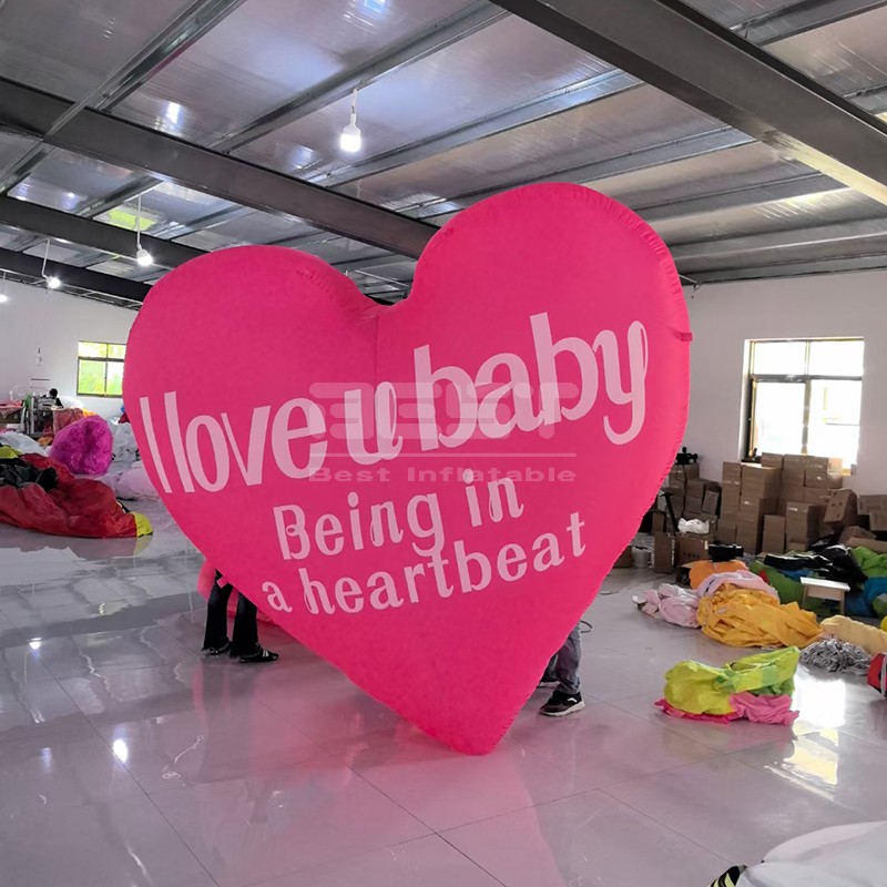 Advertising Giant Inflatable Led Pink Heart Customized Inflatable Earth Heart Decorate for Party